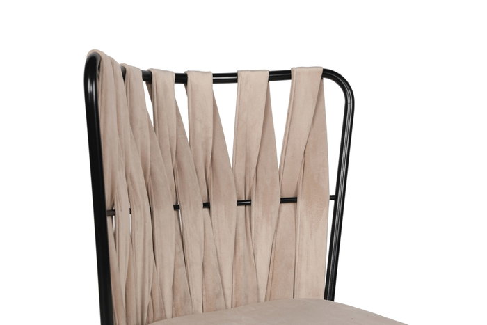 Hanah Home 221 V4 Juego de 4 Sillas de Comedor, Metal y Terciopelo, Crema y Negro, Comodidad y Estilo